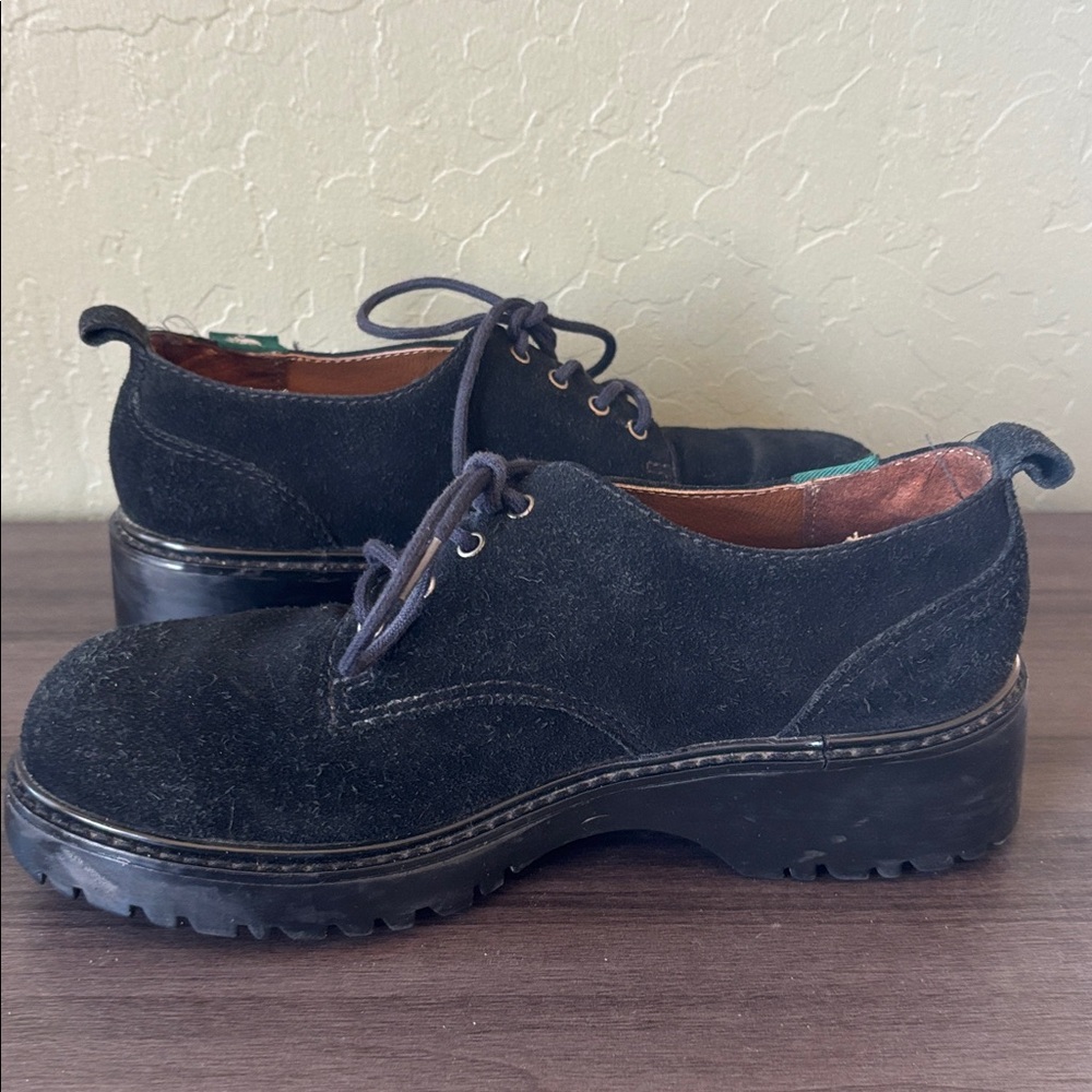 Earth Shoes Lexi Black Suede Lace Up Oxford Loafer Size 6 - Picture 5 of 9